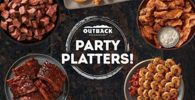 Outback Steakhouse Party Platters Menu in Australia