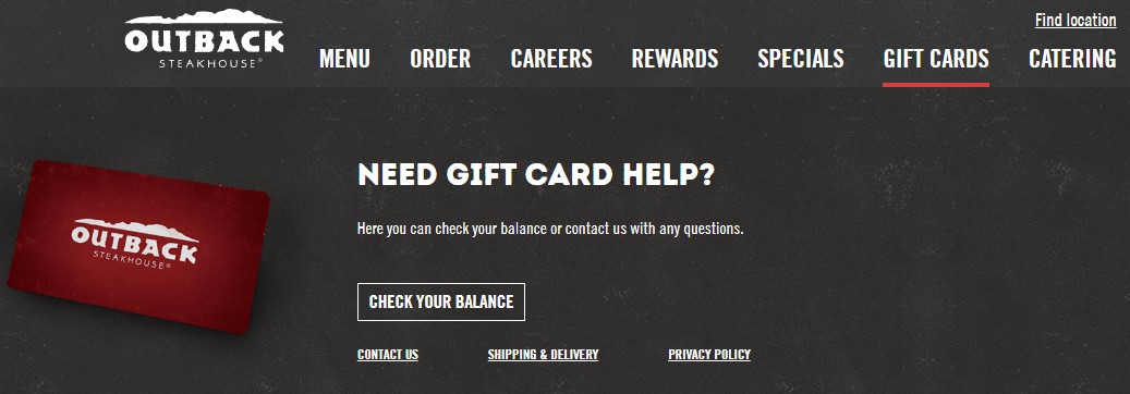 Outback Steakhouse Gift Card Balance