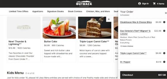 Outback Steakhouse Lunch Menu